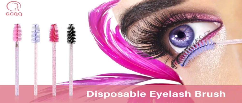 GCQQ 50PCS Mascara Wands Disposable Eyelash Eyebrow Spoolie Brush for Makeup Eyelash Extensions(Pink) Pink 50PCS - Pink Mascara Brushes