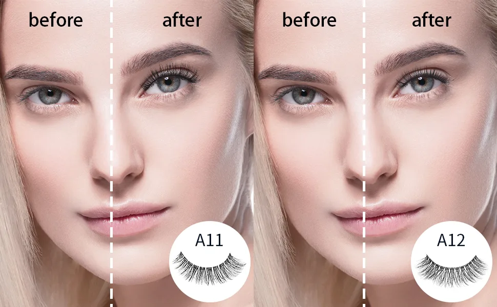 Onlyall Lashes Natural Look False Eyelashes Gradient Volume Lashes Soft Eye Lashes Fluffy False Lashes 14MM A18 A18 Gradient Volume (8MM-14MM) - A11-A12LASHES