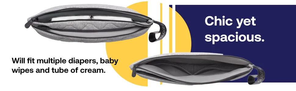 Bugaboo Changing Clutch Including Removable Changing Mat Waterproof Easily Cleanable Travel Changing Pad for On-The-go Nappy Changing in Light Grey M lange - kv_2