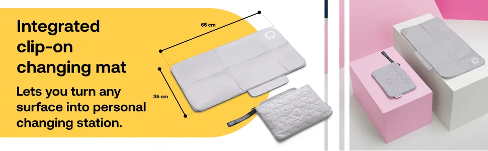 Bugaboo Changing Clutch Including Removable Changing Mat Waterproof Easily Cleanable Travel Changing Pad for On-The-go Nappy Changing in Light Grey M lange - kv_4
