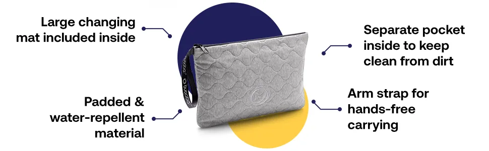 Bugaboo Changing Clutch Including Removable Changing Mat Waterproof Easily Cleanable Travel Changing Pad for On-The-go Nappy Changing in Light Grey M lange - kv_5