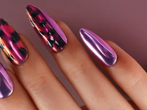 Bluesky Chrome Nail Powder Kit With Applicator Brush Metallic Gel Nail Art Red 5g - chrome powder