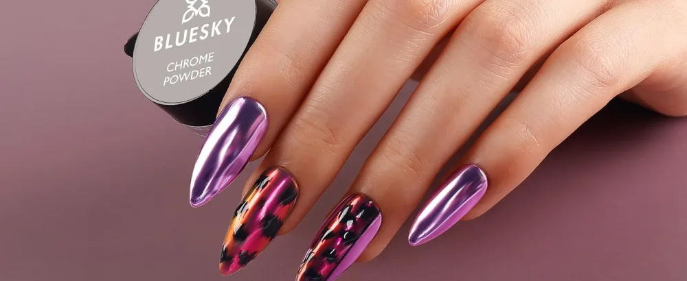 Bluesky Chrome Nail Powder Kit With Applicator Brush Metallic Gel Nail Art Red 5g - chrome powder