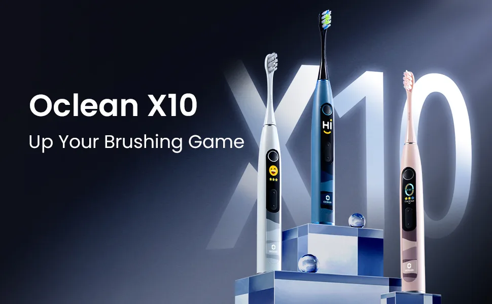 Oclean X10 Smart Sonic Electric Toothbrush 5 Brushing Modes 3h-Quick Charge for 60 Days 2 Min Timer & Pressure Sensor IPX7 Blue - electric toothbrushes adults