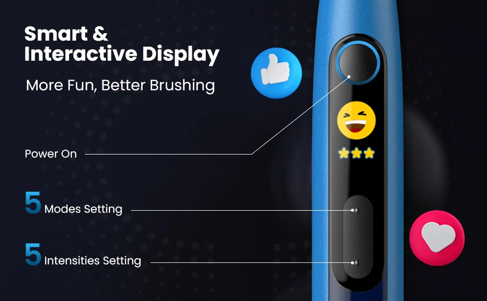 Oclean X10 Smart Sonic Electric Toothbrush 5 Brushing Modes 3h-Quick Charge for 60 Days 2 Min Timer & Pressure Sensor IPX7 Blue - electric toothbrushes adults