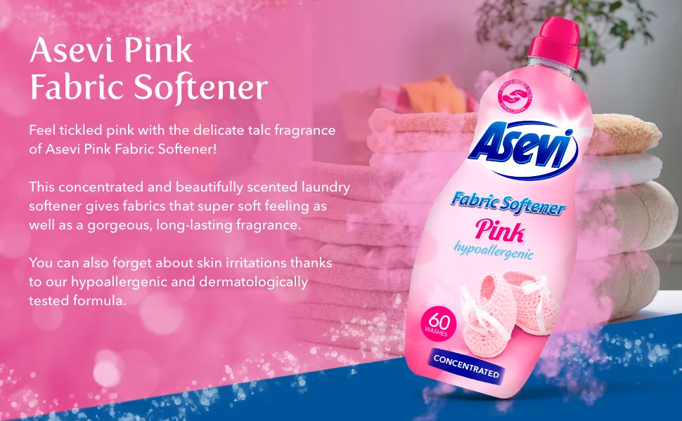 Asevi Fabric Softener Laundry Conditioner Liquid Fabric Softener 1.5L 60 Washes Pink Pink 1.38 L - Asevi Pink Fabric Softener
