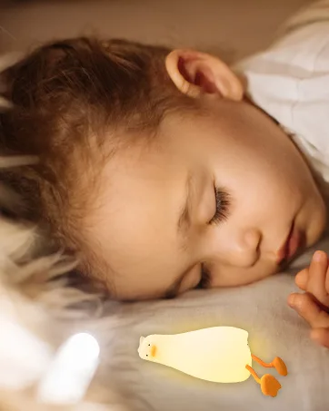 QKTYB Duck Lamp Lying Flat Duck Night Light Kids Night Lamp with 3 Speed Adjustable Light Smart Bedside Lamp with Flap Sensor Silicone Rechargeable Night Warm Light with 30 Minutes Timer - Kids Night Lamp