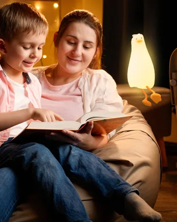 QKTYB Duck Lamp Lying Flat Duck Night Light Kids Night Lamp with 3 Speed Adjustable Light Smart Bedside Lamp with Flap Sensor Silicone Rechargeable Night Warm Light with 30 Minutes Timer - Night Light Kids