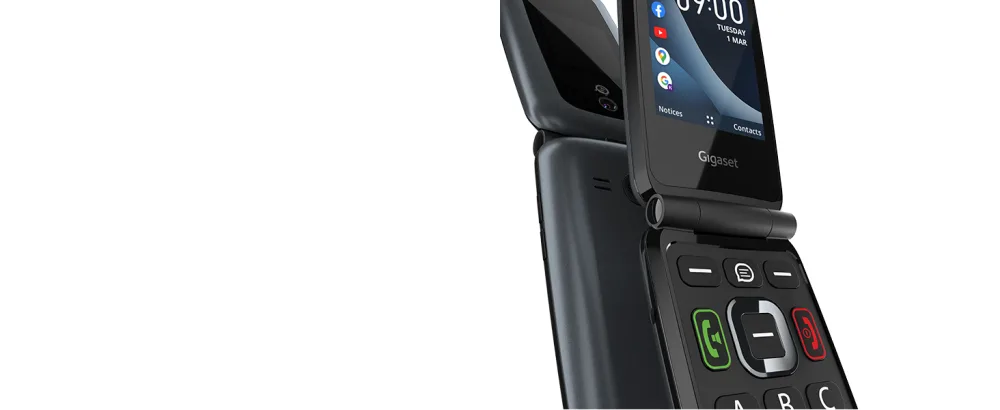 Gigaset GL7 - Internet-ready mobile phone with SOS function - easy to use with large buttons and WLAN - Bluetooth hearing aid compatible - WhatsApp button - foldable phone without contract black - gl7 panel 5