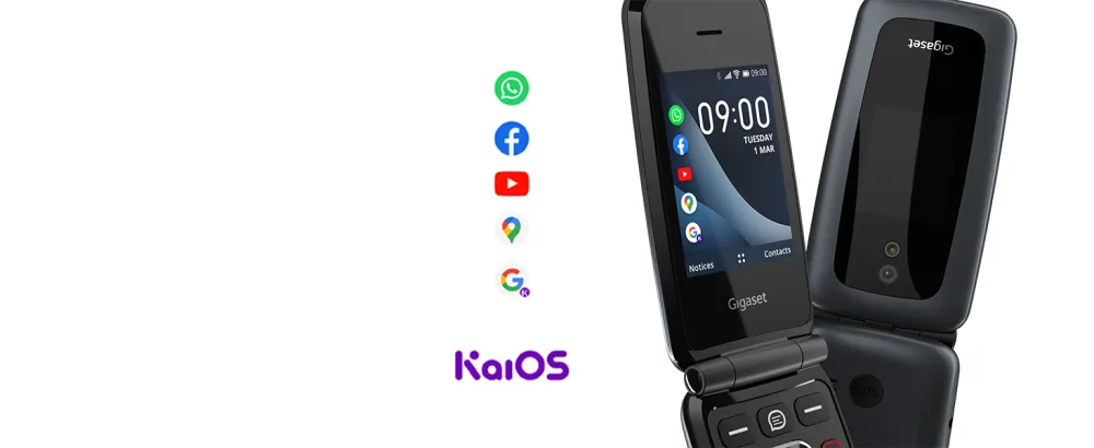 Gigaset GL7 - Internet-ready mobile phone with SOS function - easy to use with large buttons and WLAN - Bluetooth hearing aid compatible - WhatsApp button - foldable phone without contract black - Gl7 panel2