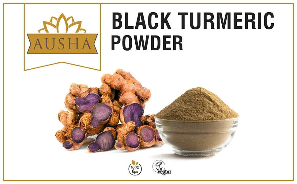 Ausha Black Turmeric Powder 100g | Curcumin 5-6% l High Strength - black turmeric