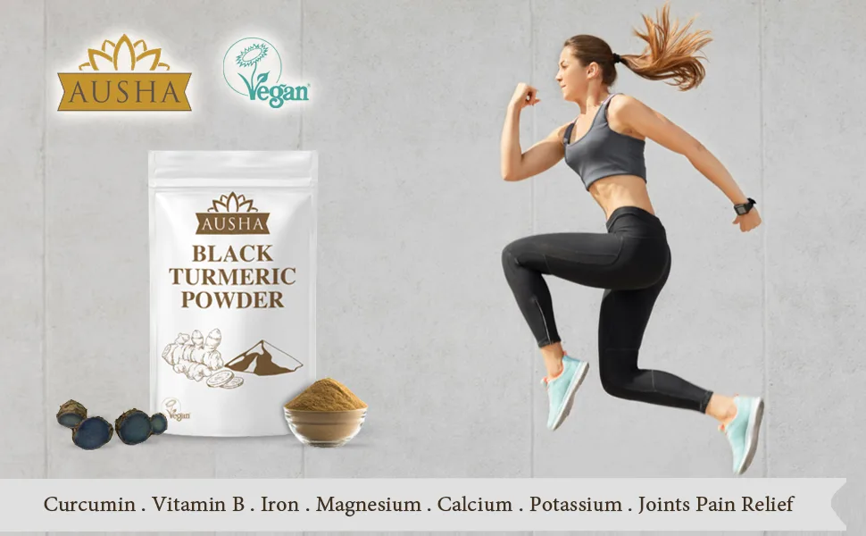 Ausha Black Turmeric Powder 100g | Curcumin 5-6% l High Strength - turmeric powder