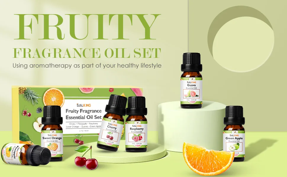 SALKING Fruity Essential Oils Set 6 x 10ML Essential Oil Gift Set Fragrance Scented Oils for Diffuser Candle Making - Pineapple Guava Raspberry Green Apple Orange Cherry - product information 23