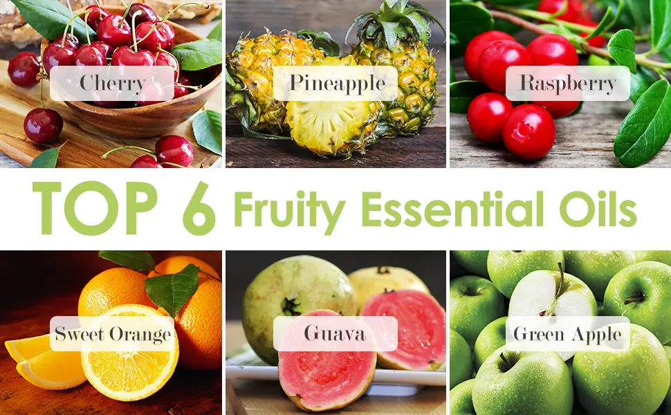 SALKING Fruity Essential Oils Set 6 x 10ML Essential Oil Gift Set Fragrance Scented Oils for Diffuser Candle Making - Pineapple Guava Raspberry Green Apple Orange Cherry - product information 24