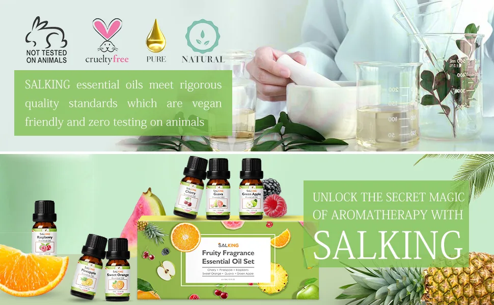 SALKING Fruity Essential Oils Set 6 x 10ML Essential Oil Gift Set Fragrance Scented Oils for Diffuser Candle Making - Pineapple Guava Raspberry Green Apple Orange Cherry - product information 25