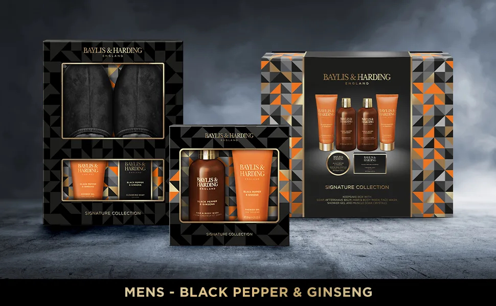 Baylis & Harding Black Pepper & Ginseng Men's Luxury Bathing Duo Gift Set (Pack of 1) - Vegan Friendly - Lifestyle Image