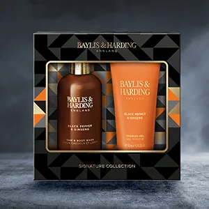 Baylis & Harding Black Pepper & Ginseng Men's Luxury Bathing Duo Gift Set (Pack of 1) - Vegan Friendly - Lifestyle Image