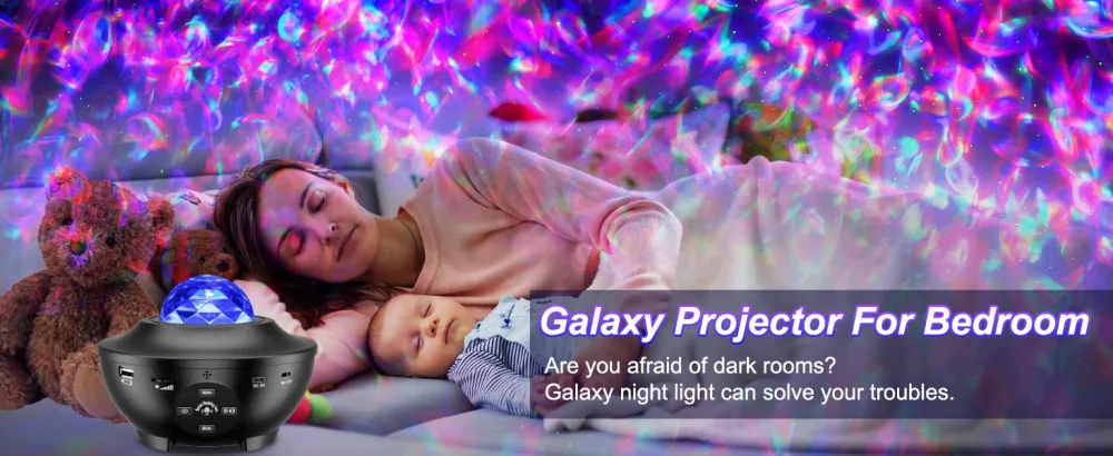 Galaxy Light Projector Star Projector with Remote Control 10 Change Colors Led Projector Light Built-in Bluetooth Music Speaker & Timer for Baby Ambiance Light Room Decor Festival Gift Black - Star Projector