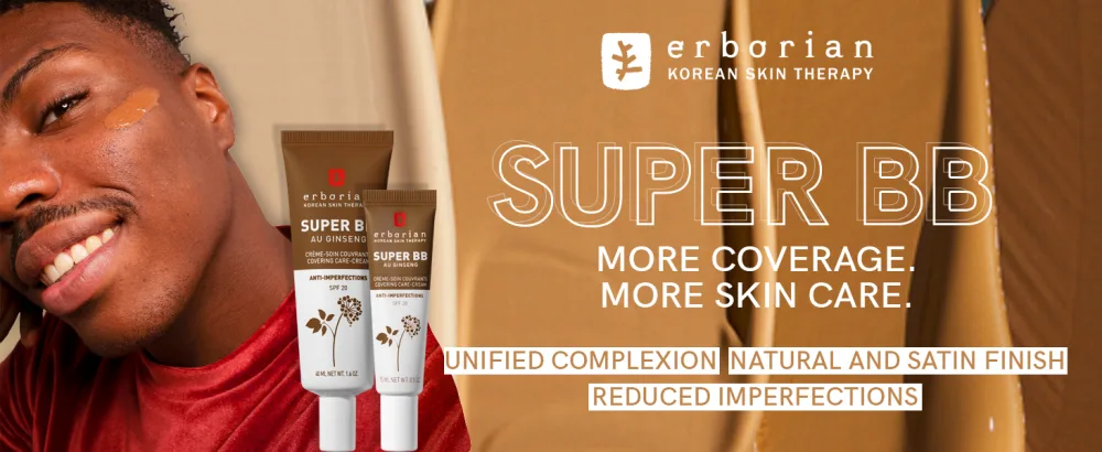 Erborian - Super BB Cream with Ginseng - High Coverage Tinted Face Care Anti-Imperfections - Corrector and Complexion Perfector - SPF 20 Sun Protection - Korean Cosmetics Clair 40 ml - Super bb