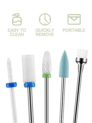 PAIRIER 8pcs Ceramic Nail Drill Bits Sets Efile Cuticle Nail Bits 3/32" Professional Electric Diamond Tungsten Carbide Nail Drill Bits Kit for Manicure Pedicure Home Use Great Gift (White) - product information 10