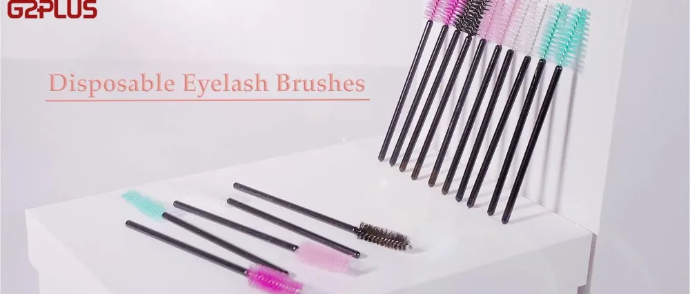 G2PLUS 100 PCS Black and Pink Eyelash Brushes Spoolies - Eyebrow Spoolie Brushes -Disposable Mascara Wands - Eyelash Extension Brushes for Extensions 100 Black and Pink - Disposable Mascara Wands