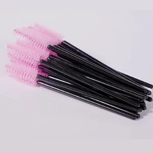 G2PLUS 100 PCS Black and Pink Eyelash Brushes Spoolies - Eyebrow Spoolie Brushes -Disposable Mascara Wands - Eyelash Extension Brushes for Extensions 100 Black and Pink - Little eyelash brushes for mascara