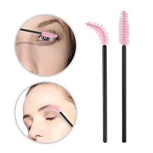 G2PLUS 100 PCS Black and Pink Eyelash Brushes Spoolies - Eyebrow Spoolie Brushes -Disposable Mascara Wands - Eyelash Extension Brushes for Extensions 100 Black and Pink - Sturdy and strong pink spoolies