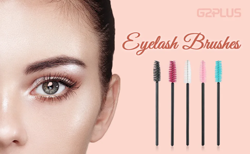 G2PLUS 100 PCS Eyelash Brushes Spoolies- Multi-Colored Eyebrow Spoolie Brushes - Disposable Mascara Wands - Eyelash Extension Brushes for Extensions 100 Multi-Colored - 5 color Disposable Eyelash Mascara Brushes