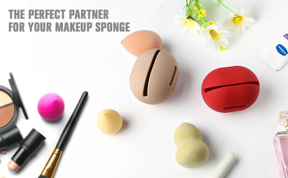 FERYES Silicone Makeup Sponge Holder Unbreakable and Eco-Friendly for Travel Pink - makeup sponge holder