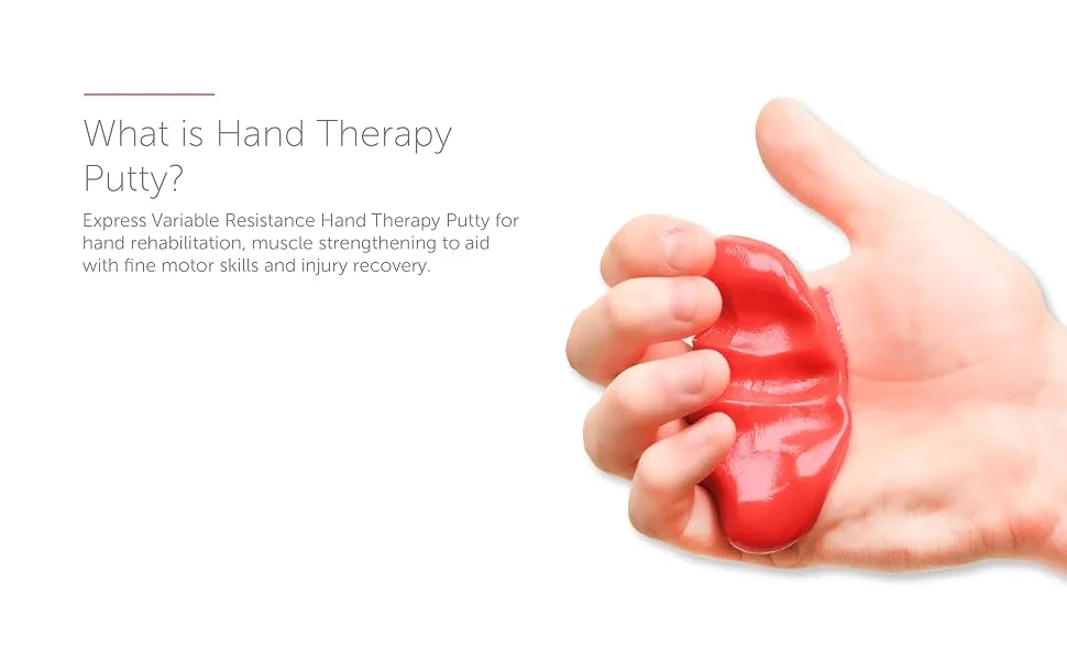 Express Orthopaedic - Medically Approved Hand Therapy Putty/Resistance Squeeze Putty for Variable Strength & Rehabilitation (Red: Soft) - Express - Hand Therapy Putty Infographic