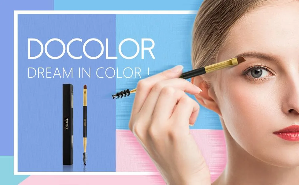Docolor Eyebrow Brush Duo Eyebrow Spoolie 3Pcs Professional Angled Eye Brow Brush Perfect for Lining and Shaping Brows Spoolie for Brows or Lashes Black 3PCS Black - Eyebrow Brush