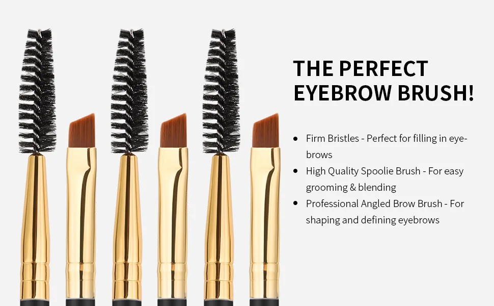 Docolor Eyebrow Brush Duo Eyebrow Spoolie 3Pcs Professional Angled Eye Brow Brush Perfect for Lining and Shaping Brows Spoolie for Brows or Lashes Black 3PCS Black - Eyebrow Brush