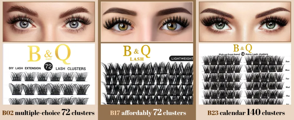 Cluster lashes 72 Clusters B&Q Lash Clusters C D Curl Individual Cluster Lashes Mega Volume Eyelash Clusters DIY Lash Extensions Soft Fluffy Cluster Eyelash Extensions (NM-D-8-16MIX) D-8-16 MIX B 02 - individual lashes