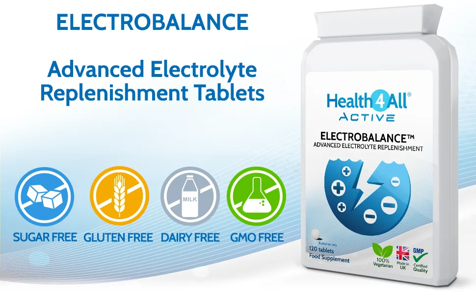 Electrobalance Electrolyte Replenishment 120 Tablets Precise Formulation for Optimal Absorption Hydration & Recovery by Health4All 120 Count (Pack of 1) - Electrolyte replenishment tablets