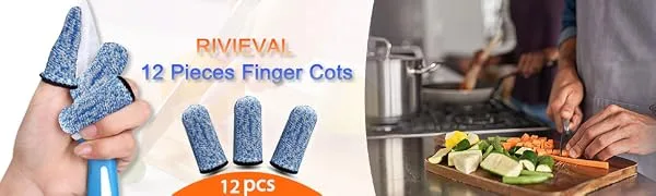 RIVIEVAL 12 Pieces Finger Cots Reusable Thumb Protector Non Slip Finger Protectors Breathable Finger Cots Cut Resistant Protection for Work Kitchen Garden Sculpture (Blue)  - Finger Cots