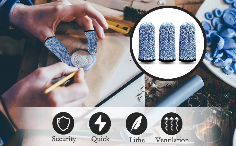 RIVIEVAL 12 Pieces Finger Cots Reusable Thumb Protector Non Slip Finger Protectors Breathable Finger Cots Cut Resistant Protection for Work Kitchen Garden Sculpture (Blue)  - Finger Cots