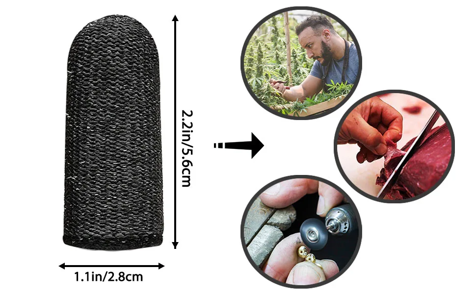 RIVIEVAL 12 Pieces Finger Cots Reusable Thumb Protector Non Slip Finger Protectors Breathable Finger Cots Cut Resistant Protection for Work Kitchen Garden Sculpture (Black)  - Finger Cots