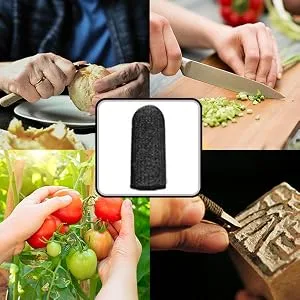 RIVIEVAL 12 Pieces Finger Cots Reusable Thumb Protector Non Slip Finger Protectors Breathable Finger Cots Cut Resistant Protection for Work Kitchen Garden Sculpture (Black)  - Finger Cots