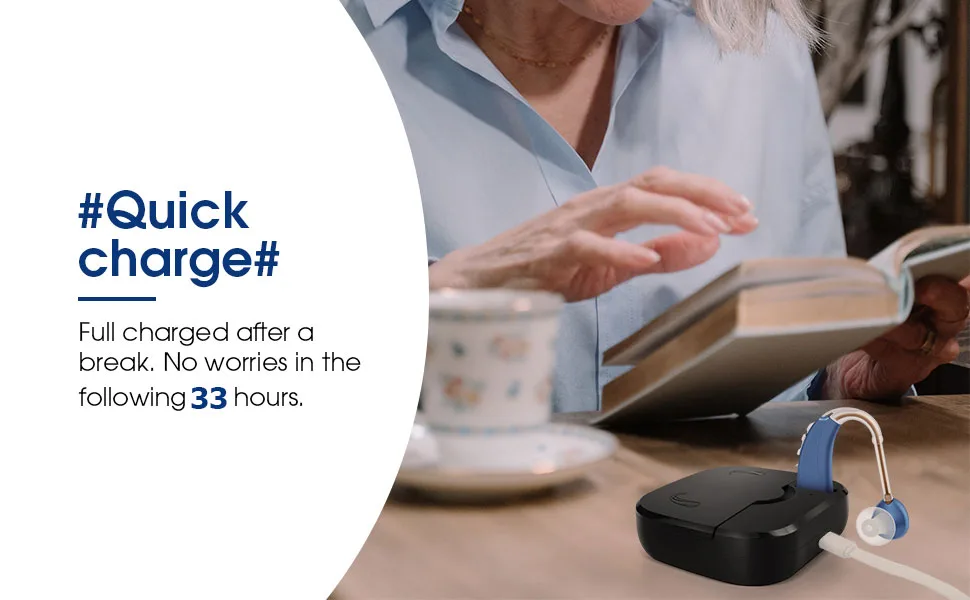 Britzgo Hearing Amplifier 1.5 Hours-Quick Charge with Fashion USB Dock Gem Blue (Single) Rechargable Voice Enhancer Gem blue-1 - product information 21