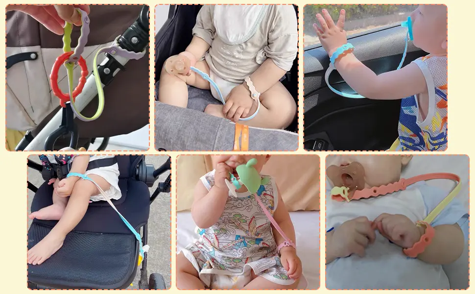 4 Pcs Silicone Toy Clips Adjustable Baby Pacifier Toy Feeding Bottle Safety Straps for Stroller High Chair Cribs - product information 23