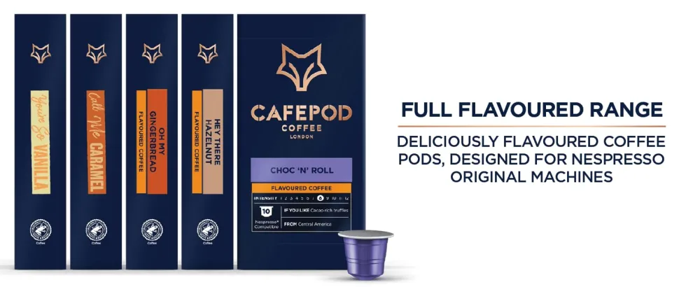CafePod Flavoured Coffee Pods Nespresso Compatible Gingerbread 60 Aluminium Capsules Gingerbread 60 count (Pack of 1) - Full flavoured range