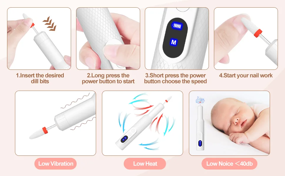 Electric Nail Files Nail Drill Portable E File Kit with Rechargeable Base 12 Drill Bits Adjustable Speed Electric Manicure and Pedicure Set for Acrylic Nails Gel Nails - product information 10