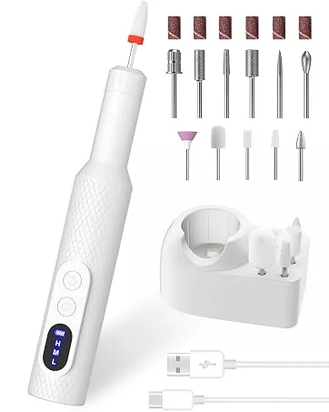 Electric Nail Files Nail Drill Portable E File Kit with Rechargeable Base 12 Drill Bits Adjustable Speed Electric Manicure and Pedicure Set for Acrylic Nails Gel Nails - product information 3