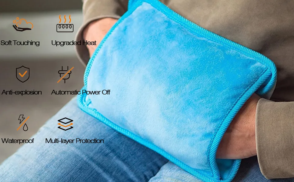 Rechargeable Powatron Electric Hot Water Bottle Bed Hand Warmer Massaging Heat Pad Cozy Slate Grey - product information 13