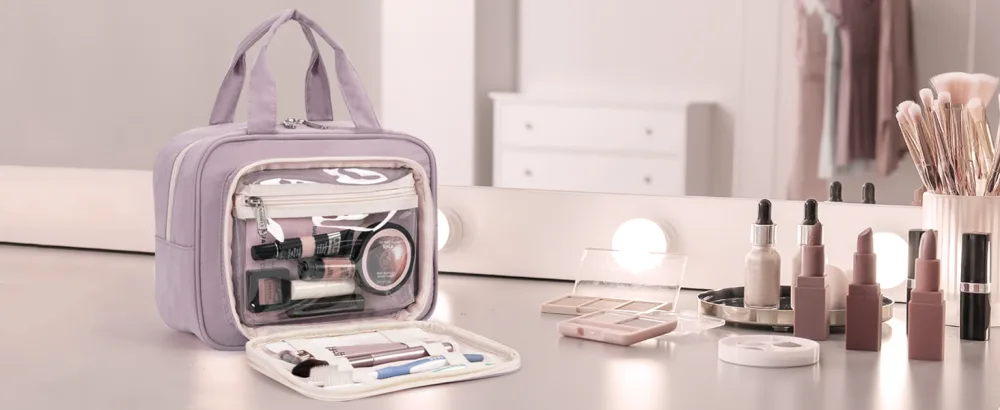 Full Size Toiletry Bag Large Makeup Bag Organizer Travel Cosmetic Bag for Women (Purple) - product information 25