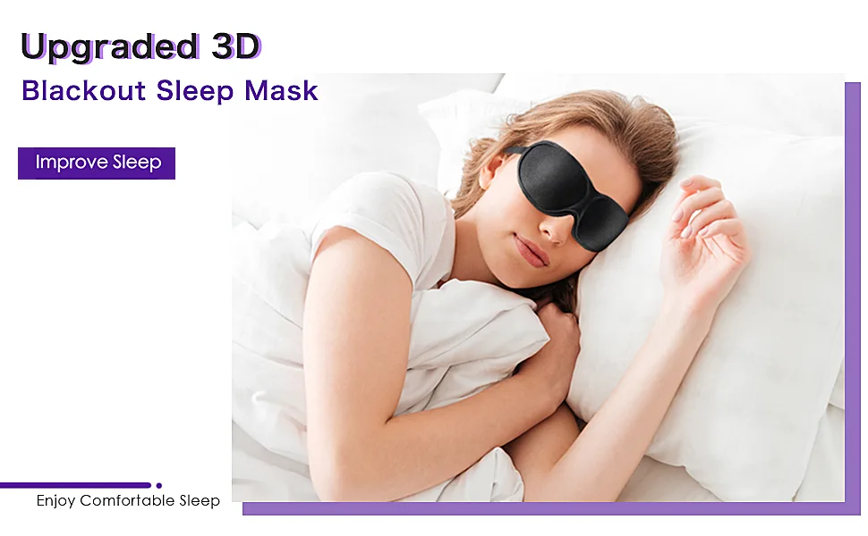 SLIJAR 3D Eye Mask Comfortable and Lightweight Sleep Mask for Side Sleepers Breathable Blackout Sleeping Mask with Adjustable Strap Travel Accessories Essentials - eye mask