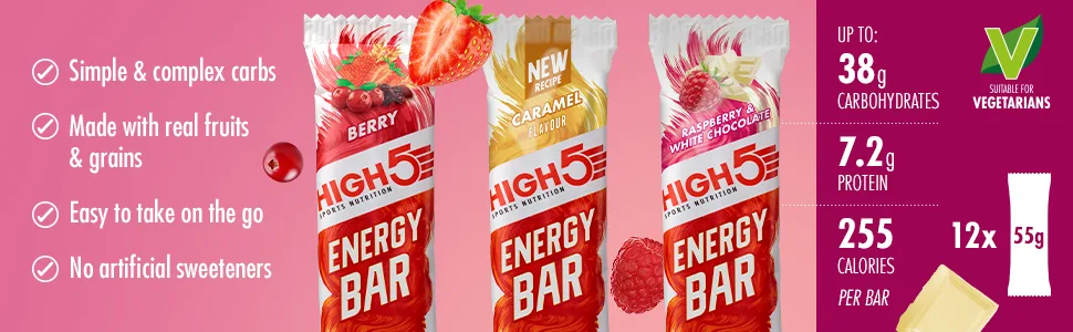 HIGH5 Energy Bar Real Fruits Soft Bar No Artificial Sweeteners Peanut 12 x 55g - Energy Bar benefits