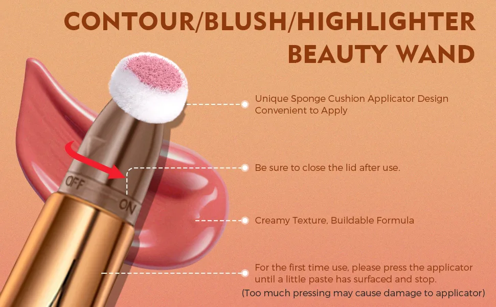 Ofanyia Highlighter Wand Liquid Glitter Face Highlighter Stick with Cushion Applicator Cruelty-free Silky Smooth Lightweight Blendable Shimmer Highlighter Beauty Wand for Face Cheekbone Glow 04# Highlighter - liquid contour