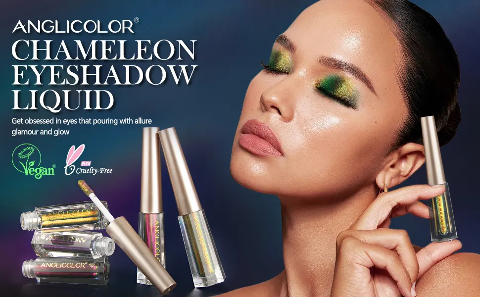 Anglicolor 3 colours Chameleon Eyeshadow Liquid Makeup Metallic Changing Liquid Eyeshadow No Creasing Long-lasting Holographic Glitter Multichrome Eyeshadows (103) - Chameleon Eyeshadow