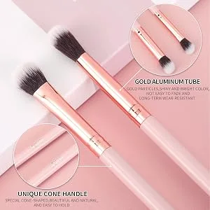 MSQ Eyeshadow Brushes 12pcs Make Up Eye Brush Set Eye Makeup Brushes for Concealer Eyeliner Eyelash Eyebrow Blending Contour Pink Brush - product information 10